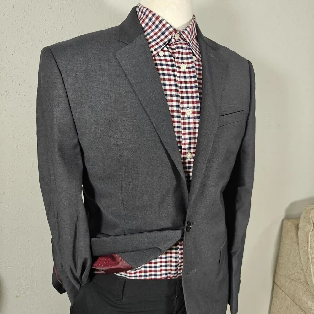 Express Photographer Men's Sport Coat‎ Blazer CH Gray Wool Blend Slim Fit 42L